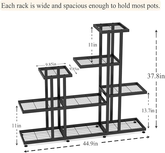 HusDream Plant Stand Indoor Corner Plant Stand Window Sill Plant Shelf for Bonsai Tree Live Plants Indoor Outdoor Metal Flower Rack for Apartment Decor Patio Decor, (6-Tier 16 Potted)