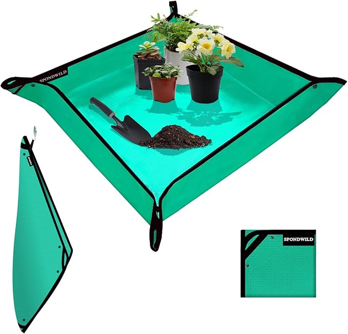 SPONDWILD Repotting Mat for Indoor Plants - 19.7"x19.7" PE Plant Repotting Mat, Succulent Potting Mat and Portable Gardening Mat, Mess Control Plant Mat, Plant Gifts for Women and Men