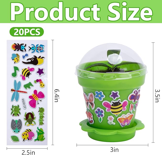 25 Packs Cupcake Plant Nursery Pots with Humidity Dome, Small Plastic Flower Plant Pots with Foam Stickers, Seeds Starter Pot Flower Planting Container for Seedlings Succulent Display (Mixed Color)