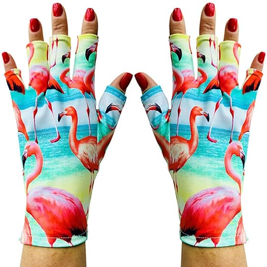 ManiGlovz - The Original UPF 50+ UV Light Protective Nail Gloves | Gel Manicure Gloves and Anti UV Fingerless Gloves for Women | Can be Used as Sun Protection Gloves for Driving | Palm Springz Print