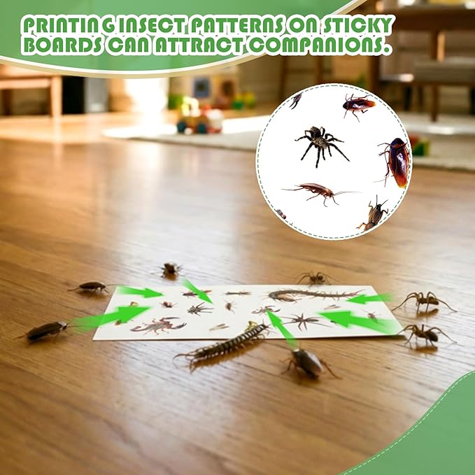 Qualirey 30 Pcs Cricket Insect Glue Traps Extra Sticky Non Toxic Mouse Glue Traps with Printed Insect to Lure Pests for Kitchen Bathroom Garage Indoor Bug Cockroaches Scorpions (One Piece Style)