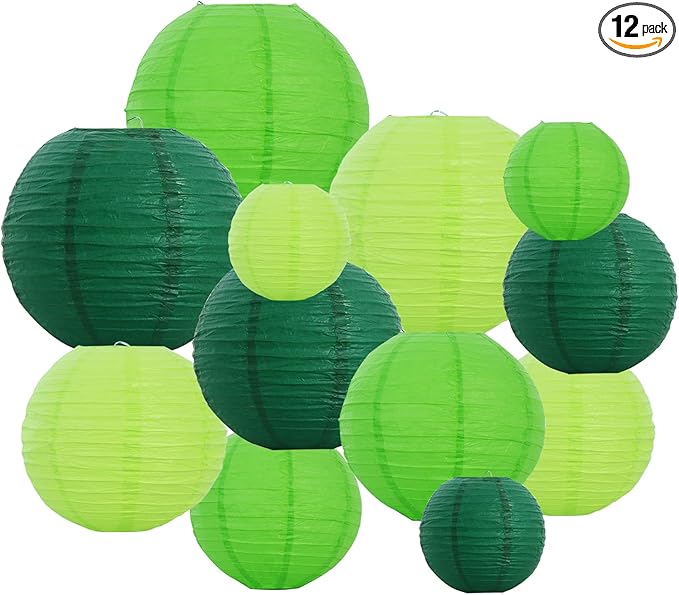 BEISHIDA 12 Pcs Forest Mix Paper Lanterns,Hanging Decorative Chinese Japanese Round Paper Lantern Lamp for Birthday Wedding Baby Bride Shower Home Party Decoration