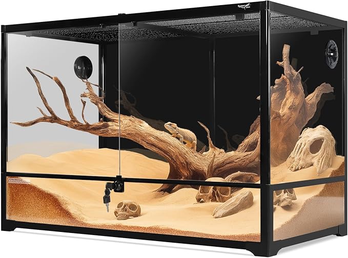 Hygger zoo Glass Reptile Terrarium 24" x 18"x 36"Front Opening Chameleon Cage ull View Glass Terrarium Tank with Double Hinge Door for Reptiles Amphibians, Bearded Dragon Gecko Lizard Snake