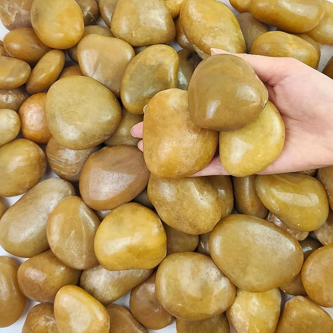 FANTIAN 20 lbs Yellow River Rocks for Garden, 2-3 Inch Polished Pebbles for Indoor Plants, Decorative Rocks Stones for Landscaping, Plants, Vases, Aquariums, Fountains, Pathways and Backyard