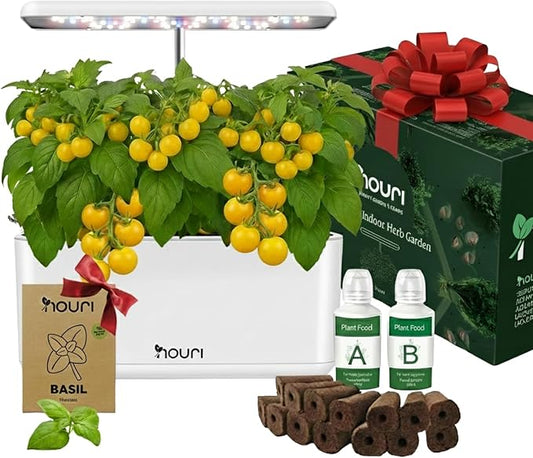 Nouri 7 Pod Smart Garden for Home Cooks | w/Heirloom Tomato | Hydroponics Growing System | LED Grow Lights | Indoor Herb Garden Kit | Herb Growing Kit Indoors for Plant Lovers, Gardeners, Kitchen