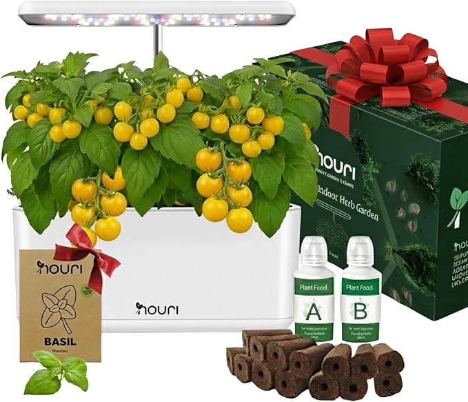 Nouri 7 Pod Smart Garden for Home Cooks | w/Heirloom Salad | Hydroponics Growing System | LED Grow Lights | Indoor Herb Garden Kit | Herb Growing Kit Indoors for Plant Lovers, Gardeners, Kitchen