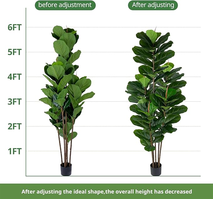Yepdin 2 Pack Fiddle Leaf Fig Tree - Artificial Ficus Tree with Tall Artificial Plants Large 69 Fiddle Leaves -Fake Trees for Indoor Outdoor Home Decor Living Room
