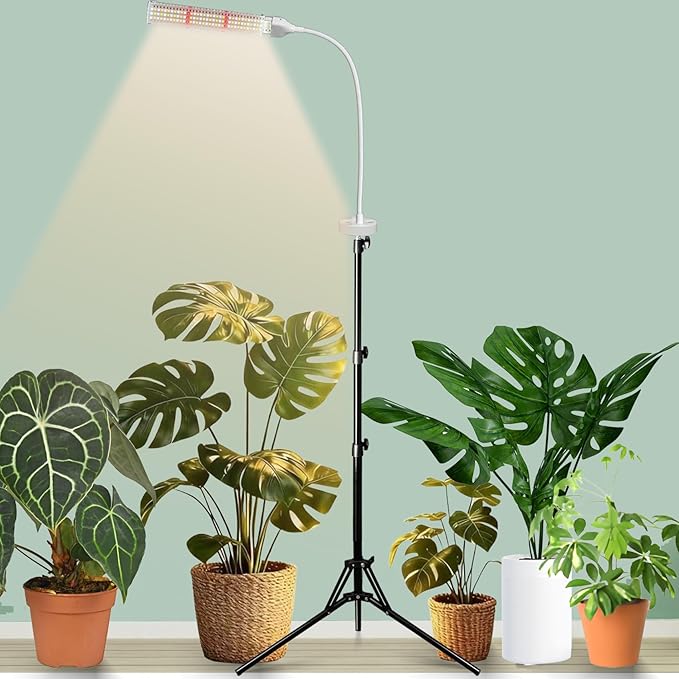 Secefeao Grow Lights for Indoor Plants Full Spectrum, LED Plant Light with Stand, Adjustable Height, Plant Grow Lights with Auto 4/8/12/H Timer for Indoor Tall Plants(105 LEDs-White)