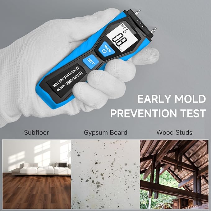 Wood Moisture Meter for Lumber Pin-type Moisture Meter for Drywall with LCD Display Moisture Detector for Walls Moisture Sensor for House Firewood Moisture Reader for Wood Wall Water Leak Detector