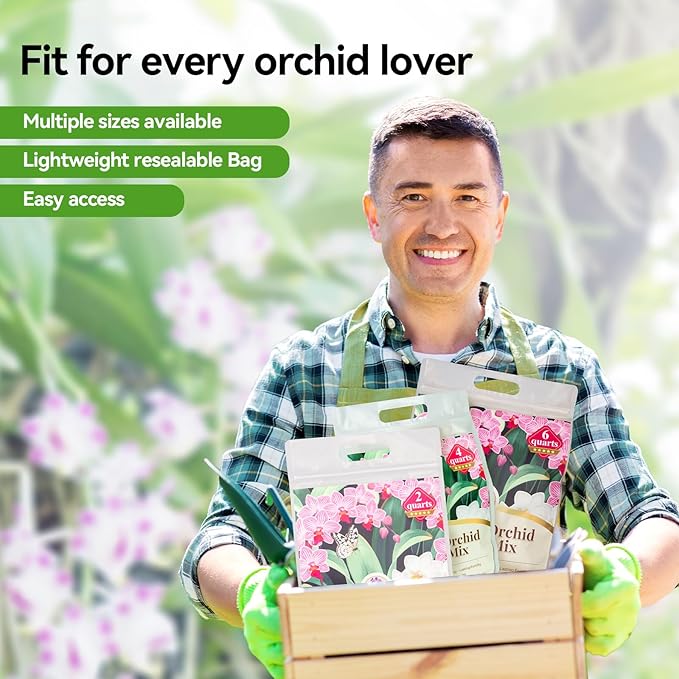 BYSHIGEBAO Orchid Bark Potting Mix with Pine Bark and Perlite, Fast Draining Orchid Soil for Healthy Roots, Ideal for Repotting Orchid and Orchid Bark for Indoor Plants (2 Quarts)