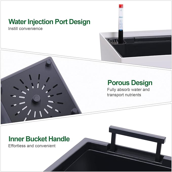 23" Tall Planter - 2-Pack Large Outdoor Indoor Plant Pots with Smart Watering System, Weather-Resistant Durability, Convenient Design, White