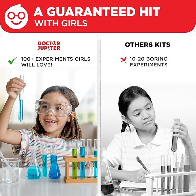Doctor Jupiter Girls' Super Science Kit for Ages 8-12 Ideas for Girls 8,9,10+ Years Old | Chemistry Set, STEM Toy Kit with 100+ Experiments | Learning & Educational Projects