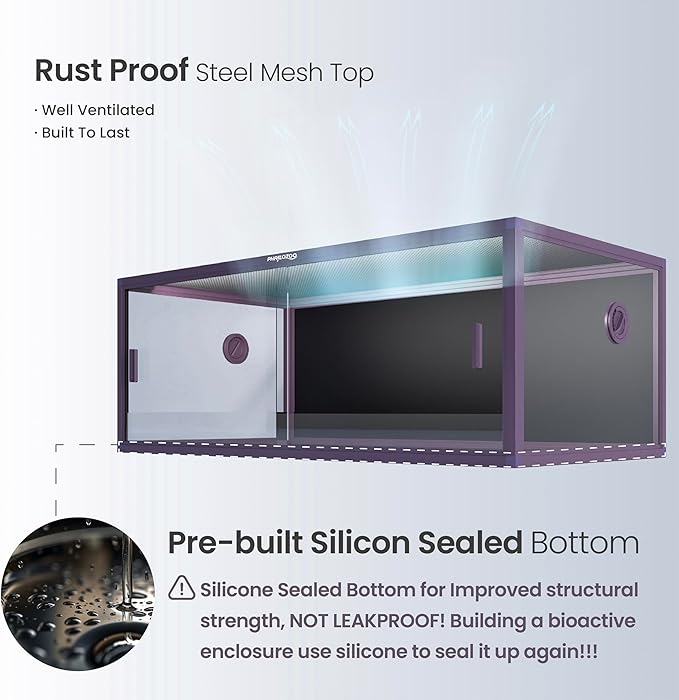 Phailozoo 85 Gallon Reptile Tank, Front Opening Snake Tank for Easy Maintenance, Reptile Enclosure with Top Screen Ventilation 48''x24''x18''