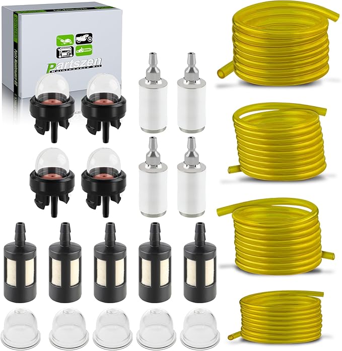 4 Sizes 4 Feet Fuel Line Hose for Zama Stihl Homelite Poulan Craftsman Husqvarna String Trimmer Chainsaw Blower Small Engine with Fuel Filters,Snap in Primer Bulb,Primer