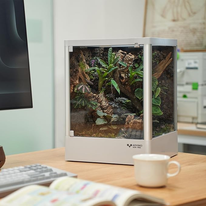 ADVINCI Reptile Terrarium 12"x12"x16" 9.5 Gallon,Aluminum Frame,Full Glass Tank Enclosure for Small Reptiles, Geckos, Frogs, Lizards, Snakes, Spiders, Turtles, Vertical Rainforest Habitat