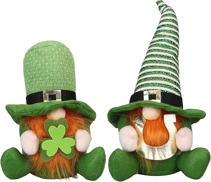 St Patricks Day Decorations Gnomes Plush St. Patrick's Decor Decoration Gifts Green Irish Elf Tomte Gnome Ornaments Accessories for Home Table