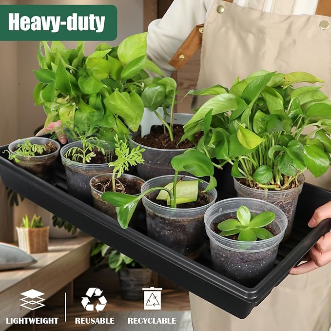 Seed Starter Kit - 10 Pack 1020 Seed Trays with 2 Seedling Heat Mats for Plants (10"x20.5"), Complete Seed Germination Kit for Indoor Gardening, Greenhouse Accessories Gardening Gifts