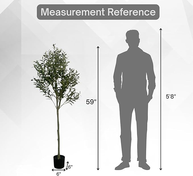XBrand 59.1-Inches Artificial Olive Tree in Pot for Indoor Outdoor Home Office Store, Great Housewarming Gift