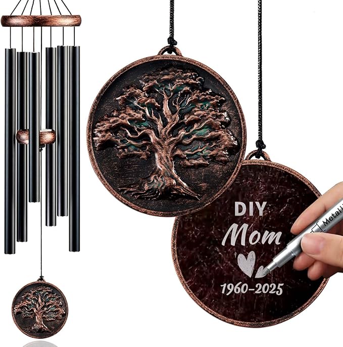 Gabzart Memorial Wind Chimes for Outside, Sympathy Gifts for Loss of Loved One, Memorial Gift for Loss of Mom Dad Grandparent, Vintage Tree of Life Deep Tone Windchimes Outdoor (DIY 34" Tree of Life)