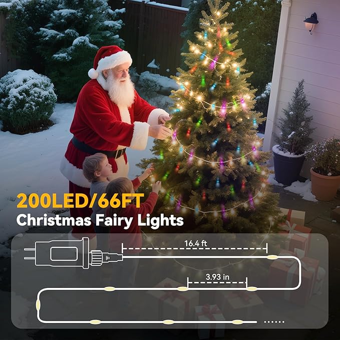 LitHome Led Christmas Fairy Lights Plug in, 200LED 66FT Color Changing Fairy Lights with Remote, 9 Modes Led Christmas Lights Indoor, Easter Pastel Fairy String Lights Twinkle for Party Easter Decor