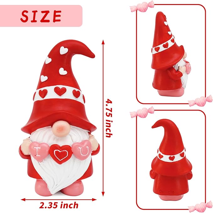 Valentines Day Decorations - Resin Valentines Gnomes Gift for Her - Valentines Day Tiered Tray Decor - Pink Love Valentine Mantle, Table Shelf Display