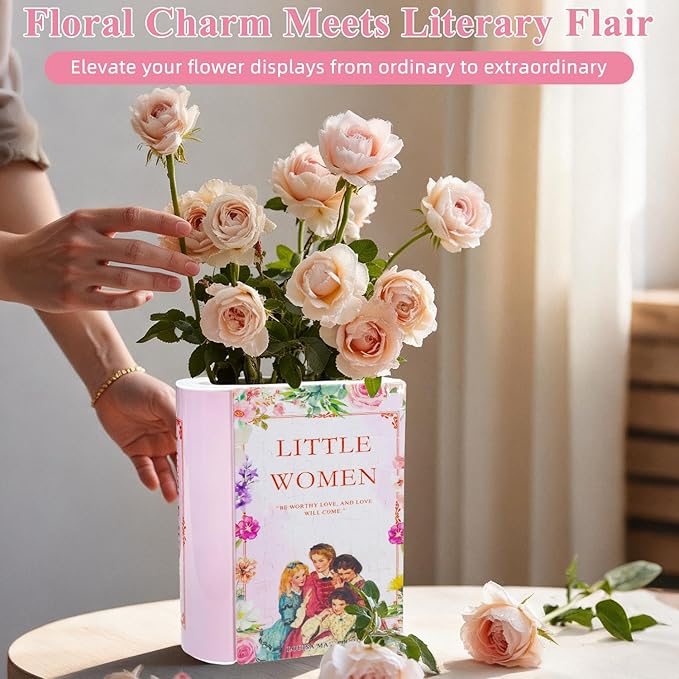 MYLARREN 3D Puzzle Vase for Adults Kids, 120 Pcs Puzzle Book Vase for Flowers, Arts and Crafts for Kids 4-6, Adults, Girls, Cute Unique Vases for Book Shelf Decor, Books Lover Gifts(Little Women)