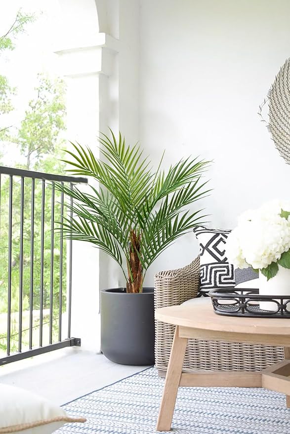 2 Set Fake Palm Tree 3ft Tall with 13 Lifelike Trunks Faux King Palm Artificial King Palm in Pots Tall Silk Plant for Indoor Home Office Living Room Floor Decor