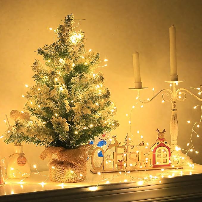 Plug in Firecracker Lights 20FT 200 LED Warm White Copper Wire Indoor Cluster Fairy Lights with Remote Timer for Bedroom, Living Room, Tree, Garden, Porch, Patio, Backyard, Christmas Tree