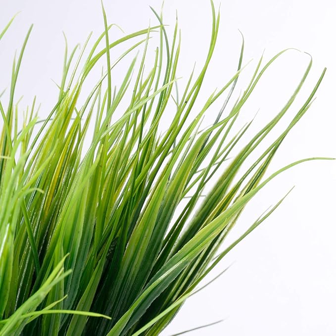 JEMONG 12 Bundles Artificial Grasses Outdoor UV Resistant Fake Grass No Fade Faux Plastic Plants Garden Window Box Decorating(Green Grass)