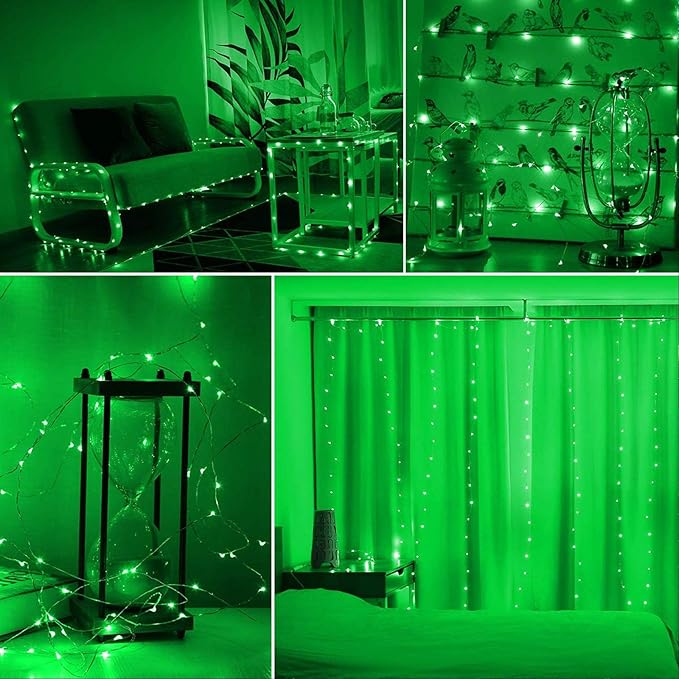RUICHEN Silver Wire 66 Ft 200 LED USB Fairy String Lights with On/Off Switch (Green)