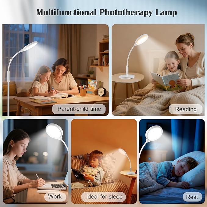 Light Therapy Lamp 11000 Lux, 3 in 1 UV-Free LED Sunlight Lamp with 9 Brightness Levels & 7 Color Temperatures, Height Adjustable Floor Light, Full Spectrum Happy Therapy lamp for Home Office Bedroom