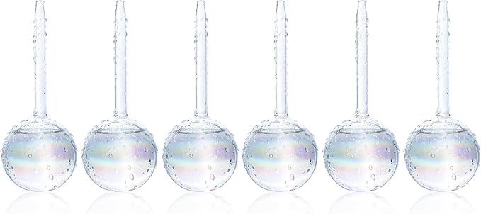 Mission Gallery Clear Plant Watering Globes Set of 6 - Small Self Watering Globes for Indoor & Outdoor Plants - Automatic, Glass Watering Bulbs for Daily Use, Plant Watering Devices