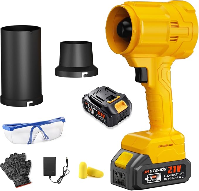 Cordless Leaf Blower, 980,000 RPM Handheld Blower with Detachable Air Nozzle, 2 X 4.0Ah Batteries & Charger, Lightweight for Patio Cleaning, Lawn Care, Leaves (21V Battery)