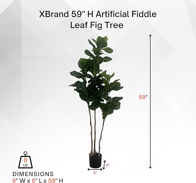 XBrand 59.1" Artificial Fiddle Leaf Fig Tree