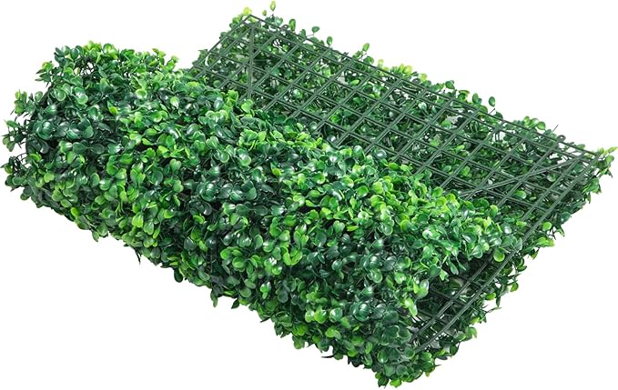 VEVOR 12PCS Grass Wall Panels, 24 x 16 in for 32 Sq Ft, Boxwood Hedge Wall Panels Artificial Grass Backdrop Wall, 1.6 in Sun Protected Privacy Hedge Screen for Indoor Outdoor Garden Fence Backyard