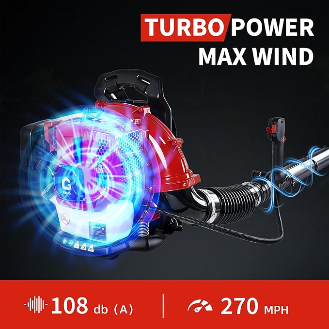 52CC Backpack Blower, 2.2-HP 2-Cycle Gas Leaf Blower with 780 CFM & 270 MPH, Backpack Leaf Blower, Powerful Clearing Performance for Wet Leaf & Debris Clean & Snow Removal