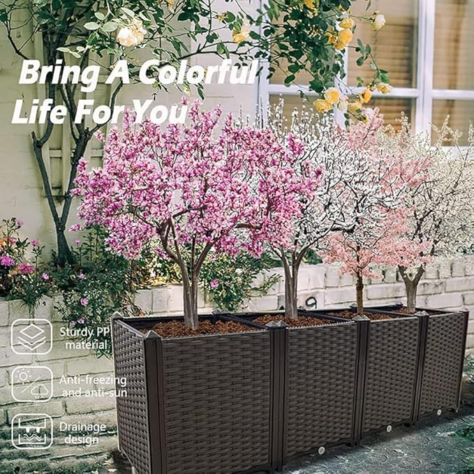Souwuokoo Large Planters for Outdoor Plants Raised Garden Bed Elevated Rectangular Garden Box Kits for Gardening, Vegetables, Flowers and Herbs in Backyard Patio Balcony