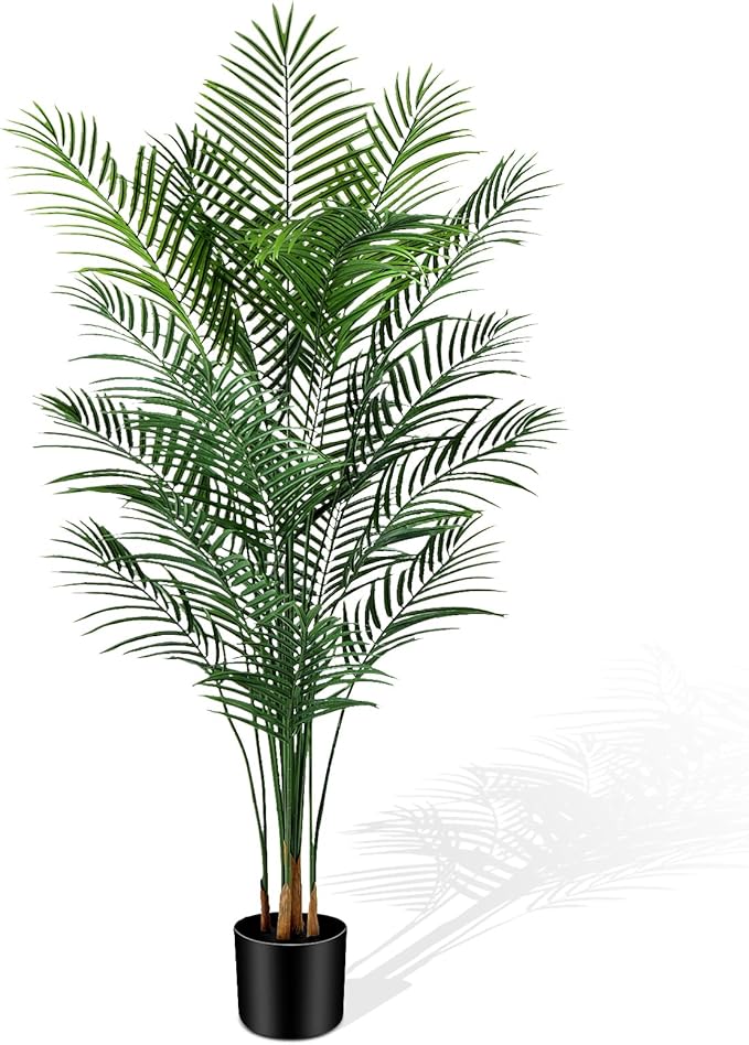 Artificial Palm Tree Indoor 6ft, Large Fake Tropical Areca Palm Tree with 18 Trunks, Faux Dypsis Lutescens Floor Plant in Pot for Indoor Outdoor Home Office Decor & Housewarming Gift
