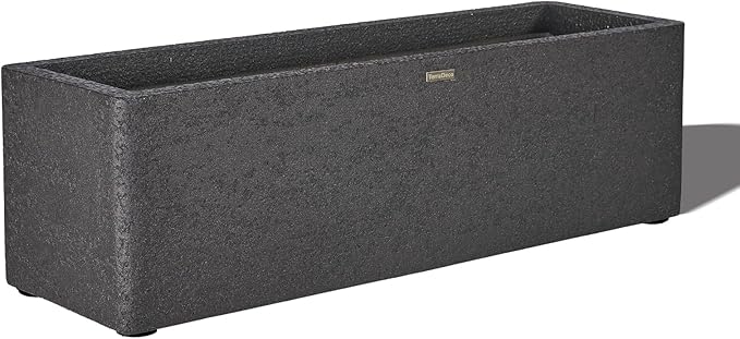TerraDeco 31 Inch Rectangular Concrete Planter,Durable All-Weather Use with Drainage Holes,Large Rectangular Planter for Outdoor Indoor Plants