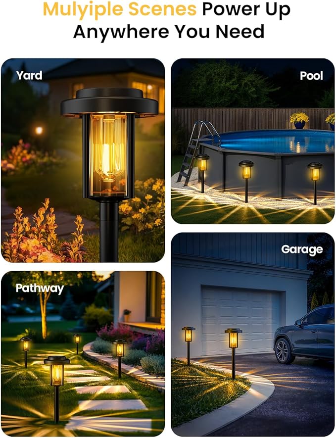 GIGALUMI Solar Pathway Lights Outdoor, 12 Pack Waterproof IP65 Solar Powered Landscape Lighting, Auto On/Off Garden Lights for Yard Lawn Patio Walkway Driveway Decor (Warm White)