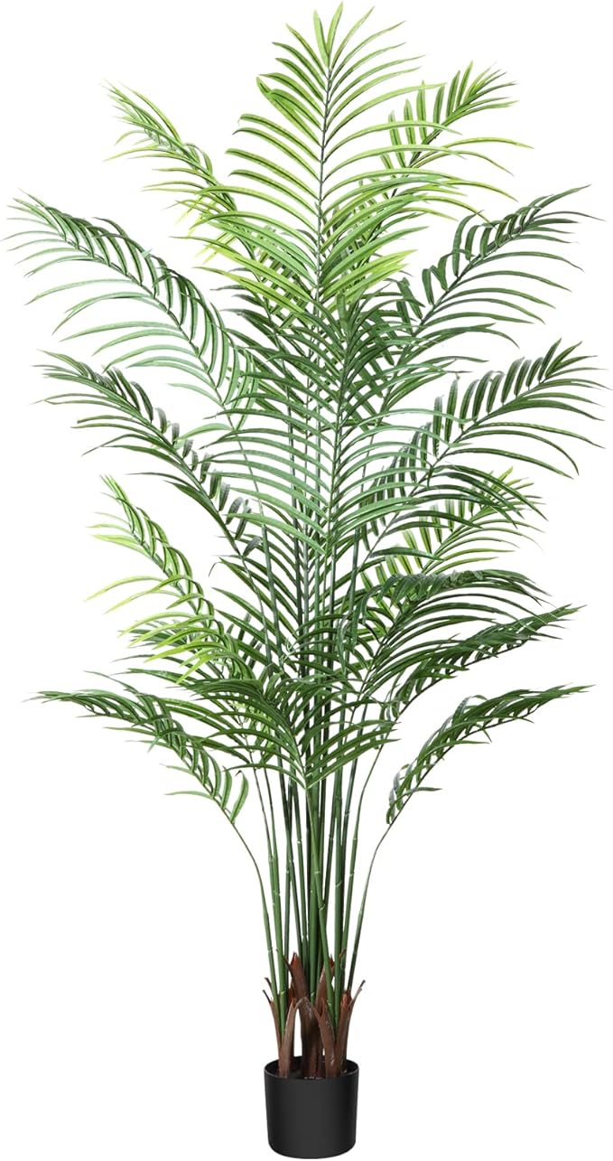 Artificial Areca Palm Plant 6Ft Fake Tropical Palm Tree, Perfect Faux Dypsis Lutescens Plants in Pot for Indoor Outdoor House Home Office Garden Modern Decoration Housewarming Gift,1Pcs