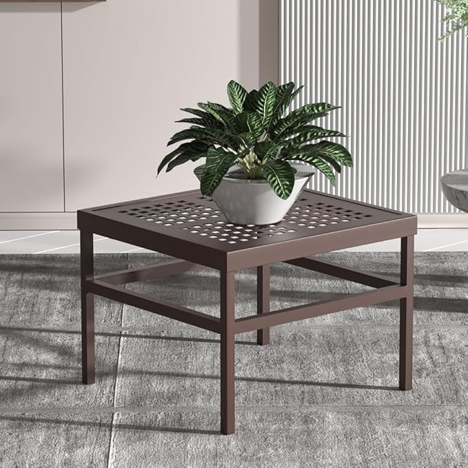DHYGOTFUR Plant Stand - Indoor/Outdoor Extra-Sturdy Aluminum Plant Stand – Ideal for Patios, Gardens, Living Room Decoration（Brown）