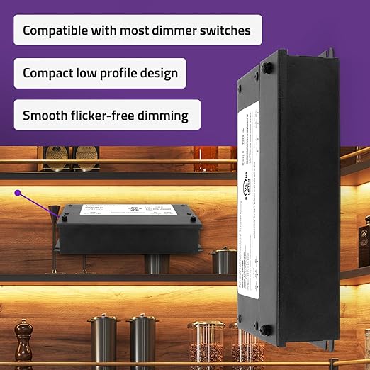 HitLights 24V 60W Dimmable LED Driver – Smooth Flicker Free Dimming – TRIAC, 0-10V, Phase Cut, & 10V PWM – Compatible with Lutron and Leviton Dimmer Switches, UL Listed, Class 2, 100-277V AC – 2.5A DC