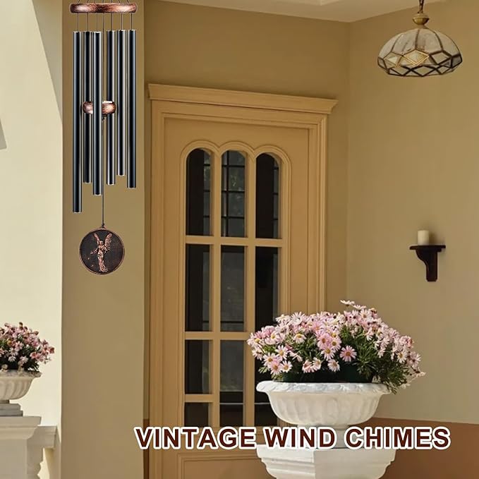 Gabzart Wind Chimes for Outside, Vintage Angel Deep Tone Wind Chime Outdoor Clearance, Memorial/Festivals/Birthday Gift for Mom Dad Women Grandma, Home Garden Patio Decor (32" Angel)