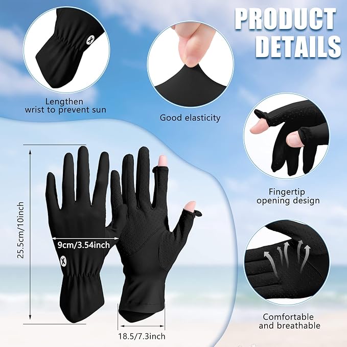 Loopeer 2 Packs Women Sun Protection Driving UV Gloves Full Finger Touchscreen Non Slip Breathable Summer Outdoor Gloves