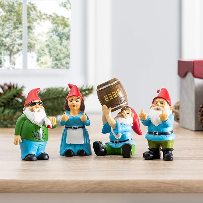 Gnometastic Mini Gnomes - Drinking Gnome, 4 inch Drunk Gnome for Fairy Garden, Indoor Outdoor Funny Garden Gnomes Decoration for Yard, Planter, Lawn Ornament, Patio and Home Decor