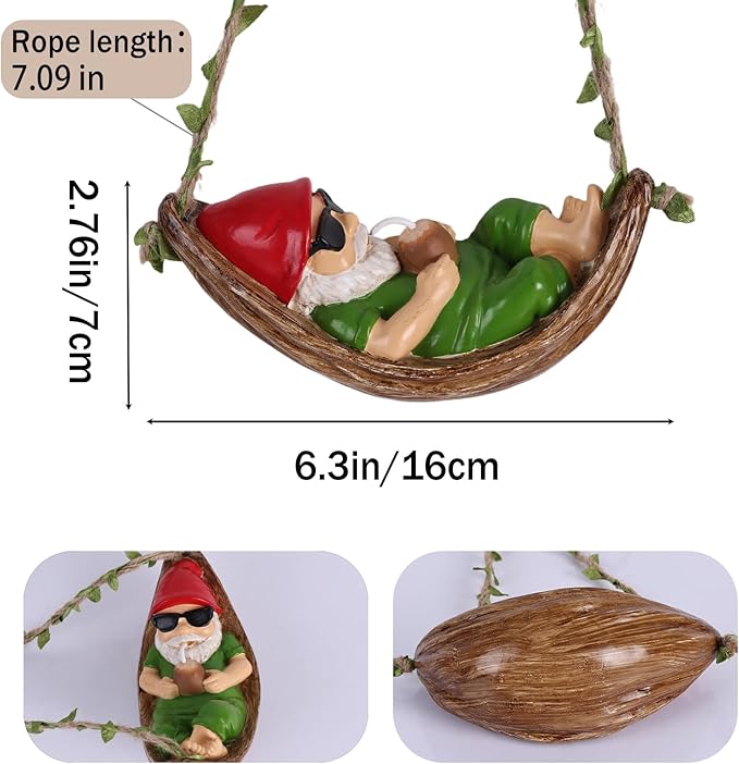 Garden Gnome Outdoor Statues – Resin Yard Gnomes Decorations for Patio, Porch, Trees, Backyard, Funny Garden Figurines for Yard Tree Trunk Decor, Novelty Garden Gift