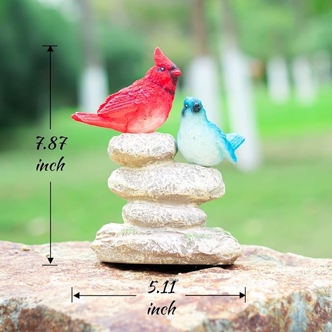 Ovewios Solar Garden Statues Outdoor Decor, Garden Sculptures Stones Statue Novelty Birds Figurine Decoration for Patio Yard Porch Art Home Decor