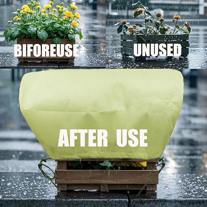 EJW Plant Covers, Freeze Protection for Plants,3 Pack 23.8"*11.8"*11.8" Frost Cloth for Plants，Plant Protectors for Winter，Frost Blankets for Plants， Used for Flower pots, Flower Boxes, Small Plants