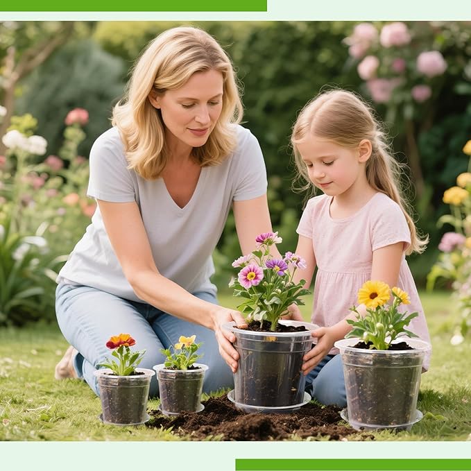 4 Inch Clear Nursery Pots with Drainage Trays, 15 Pack Plastic Pots for Plants, Clear Pot for Seed Starting, Transplanting, Succulents, and Indoor Gardening (4 inch)